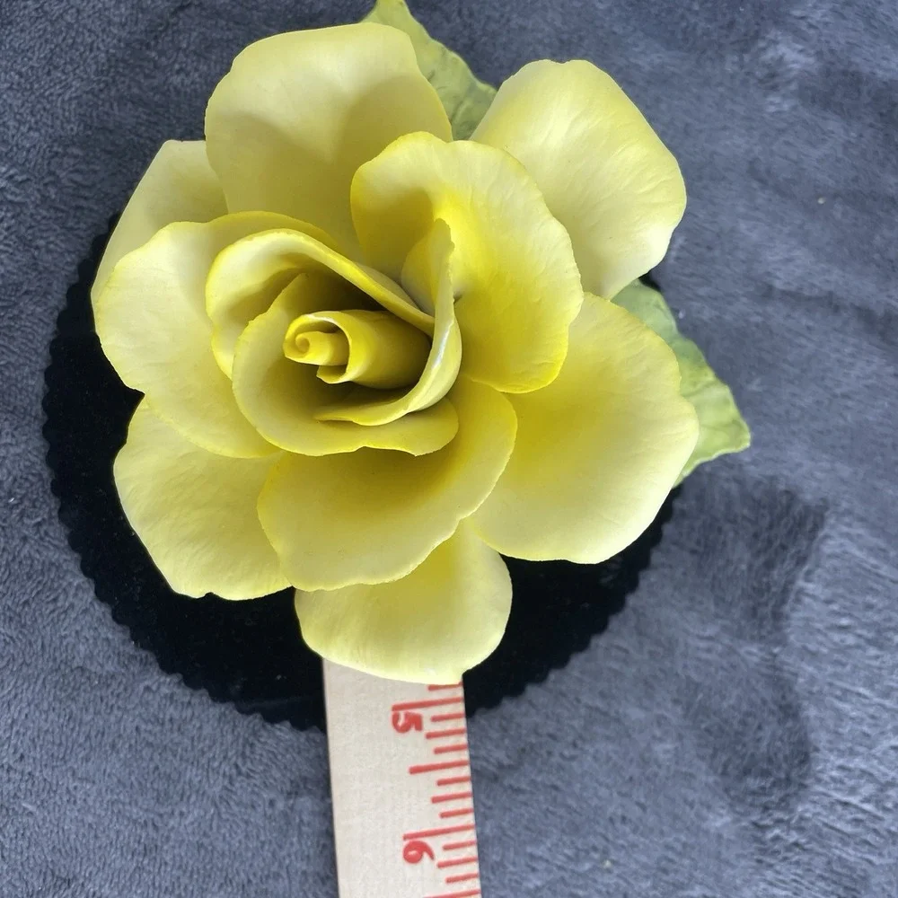 napoleon capodimonte porcelain flower‎ Lg Yellow Rose Made In Italy Vintage Read